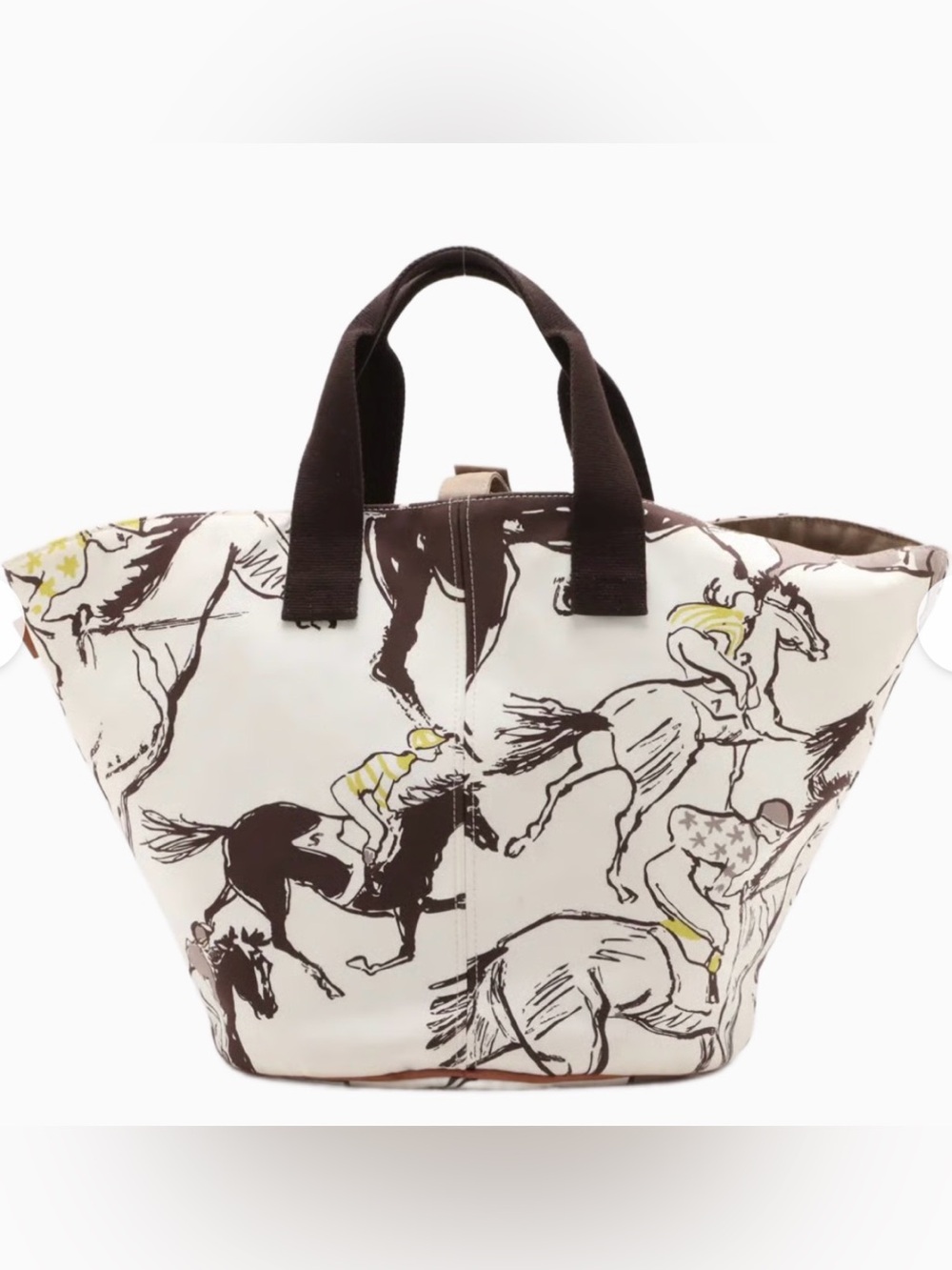 Hermès Panier de Plage Horse Racing Jockey Print Canvas Tote Bag COLLECTORS - Picture 2 of 16